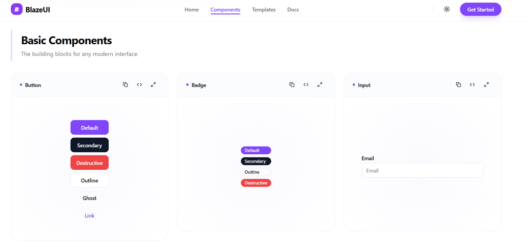 BlazeUI project screenshot